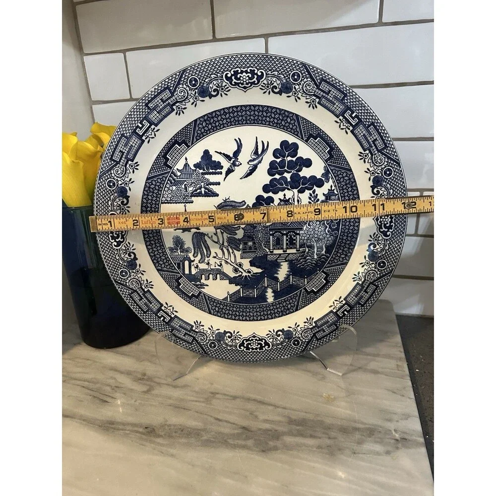 Churchill Blue Willow Round Chop Plate Serving Platter 12 Inch Made in England